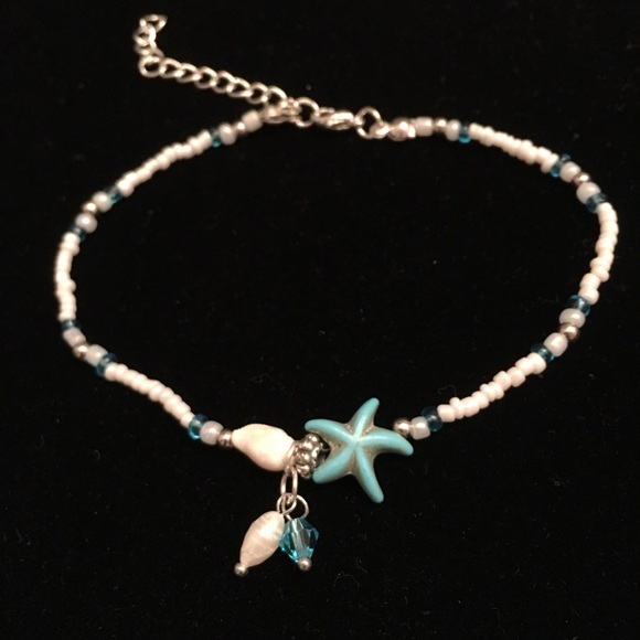 Jewelry - 8” starfish, shell and beaded ankle bracelet